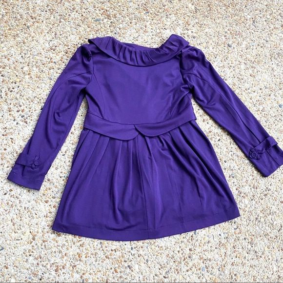 Fever Purple Knit Ruffle Neck Trench Coat Petite Size L - Picture 11 of 11